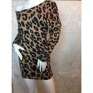 Leopard print knit sweater dress